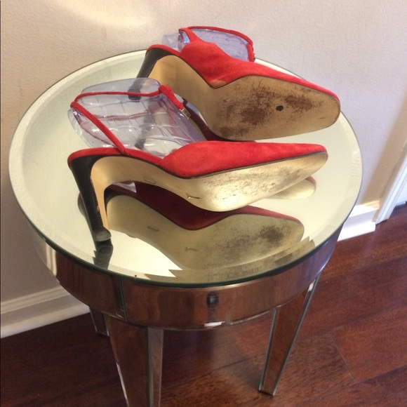 ENZO ANGIOLINI Red Suede Ankle Tie Pumps - Picture 3 of 4